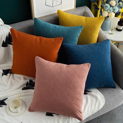 1PC Luxurious Modern Velvet Cushion Cover Soft Square Decorative Pillowcase Au - Light Blue