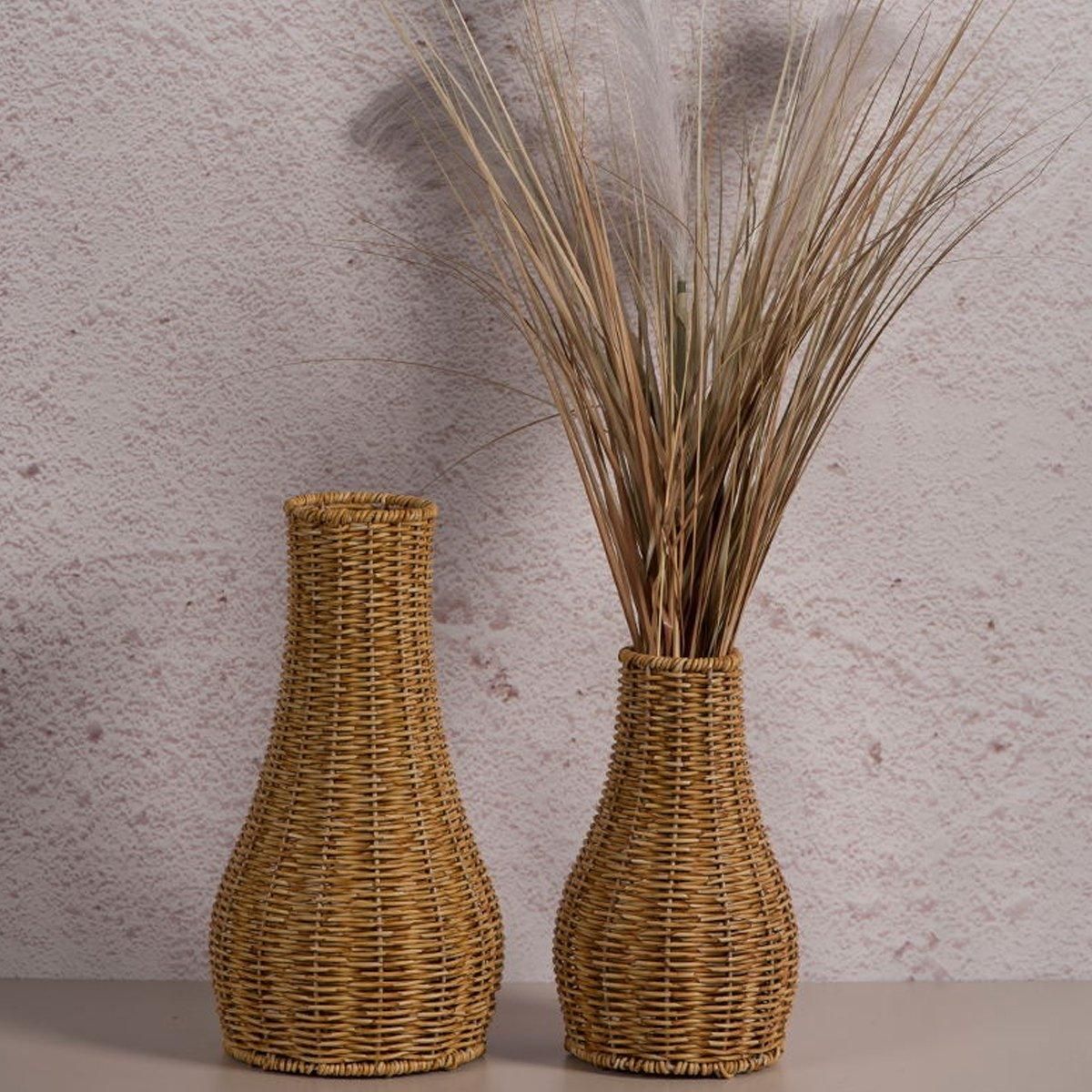 Imitation Rattan Woven Vase Decorative Flower Vase Arrangement for Home Decor - Small