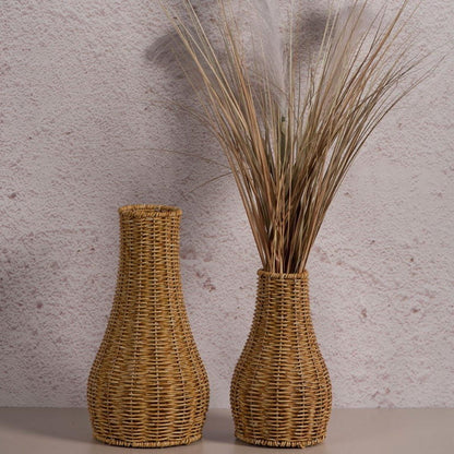 Imitation Rattan Woven Vase Decorative Flower Vase Arrangement for Home Decor - Small