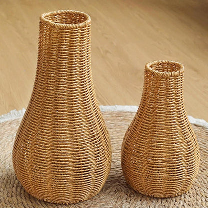 Imitation Rattan Woven Vase Decorative Flower Vase Arrangement for Home Decor - Small