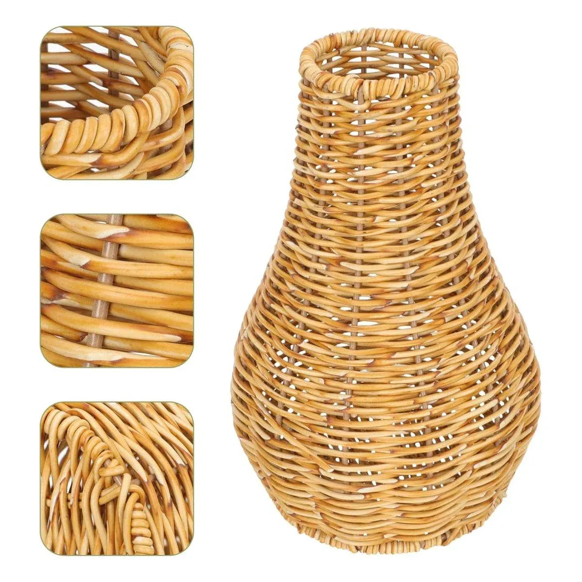 Imitation Rattan Woven Vase Decorative Flower Vase Arrangement for Home Decor - Small