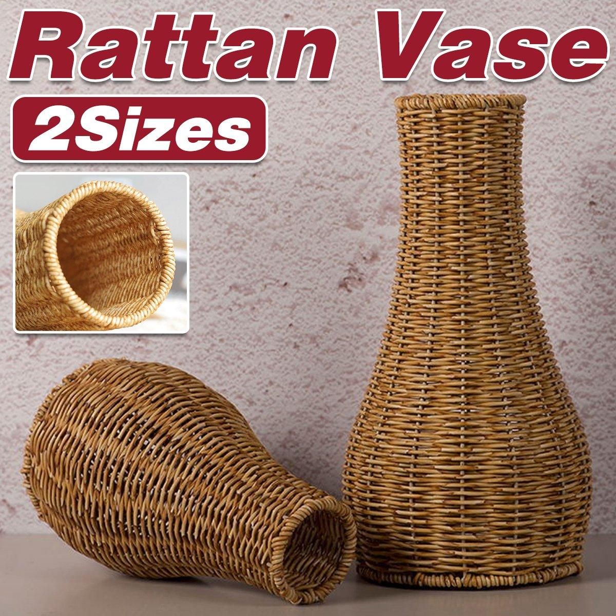 Imitation Rattan Woven Vase Decorative Flower Vase Arrangement for Home Decor - Small