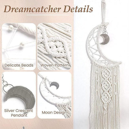 Wall Hanging Tapestry Macrame Moon Dream Catcher Handmade Bedroom Home Decor