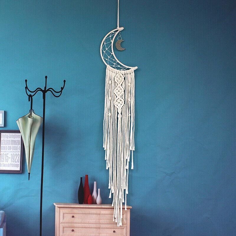 Wall Hanging Tapestry Macrame Moon Dream Catcher Handmade Bedroom Home Decor