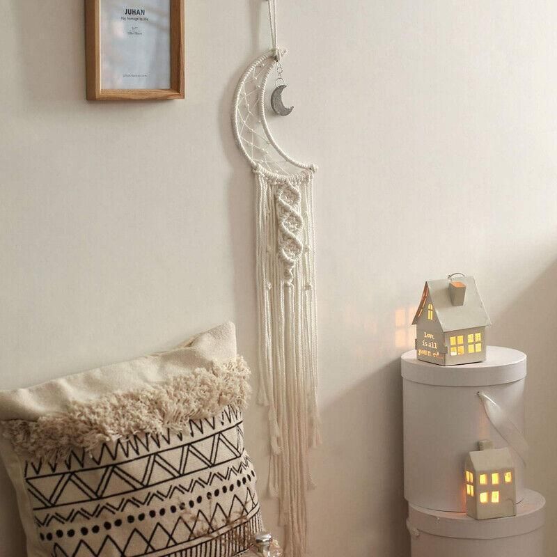 Wall Hanging Tapestry Macrame Moon Dream Catcher Handmade Bedroom Home Decor