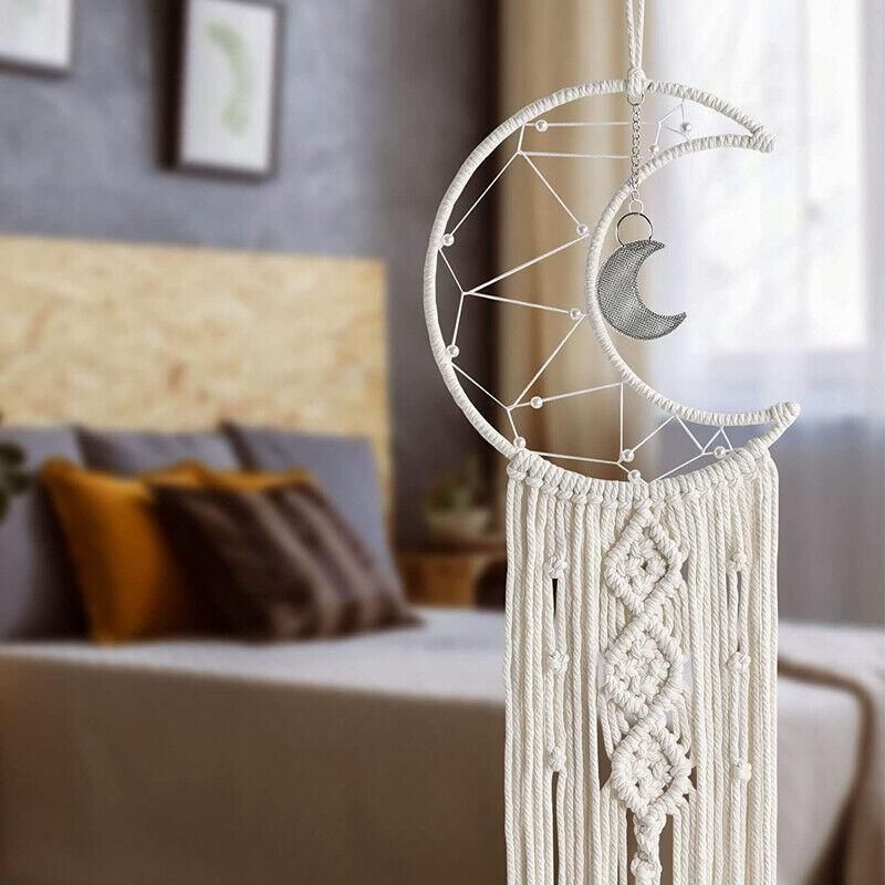 Wall Hanging Tapestry Macrame Moon Dream Catcher Handmade Bedroom Home Decor