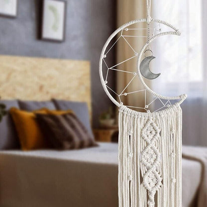 Wall Hanging Tapestry Macrame Moon Dream Catcher Handmade Bedroom Home Decor