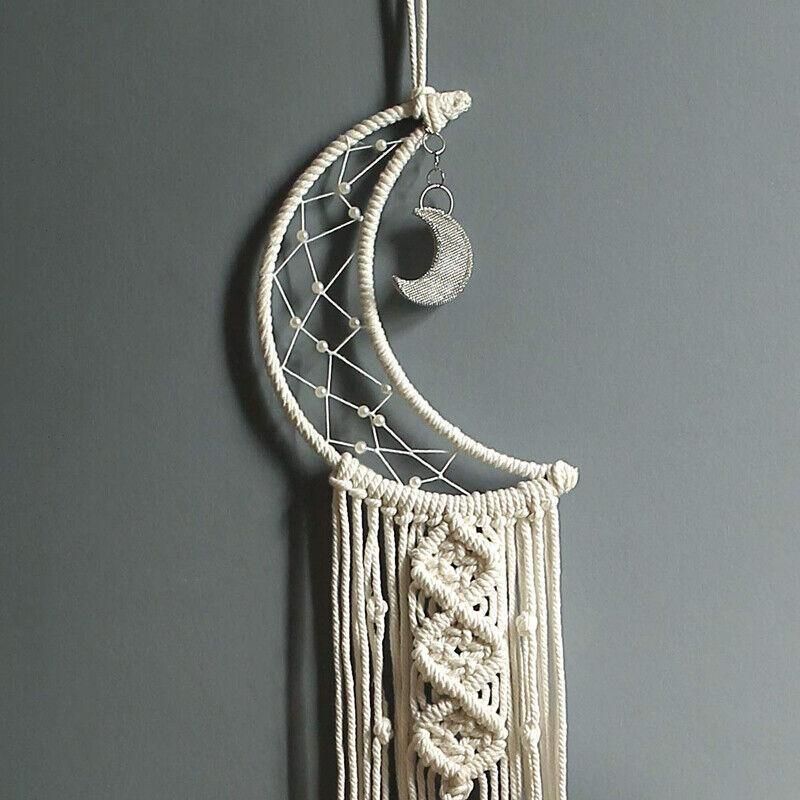 Wall Hanging Tapestry Macrame Moon Dream Catcher Handmade Bedroom Home Decor