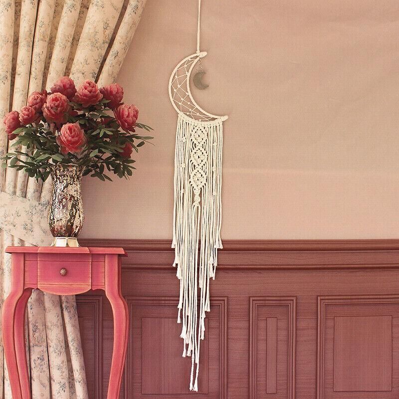 Wall Hanging Tapestry Macrame Moon Dream Catcher Handmade Bedroom Home Decor