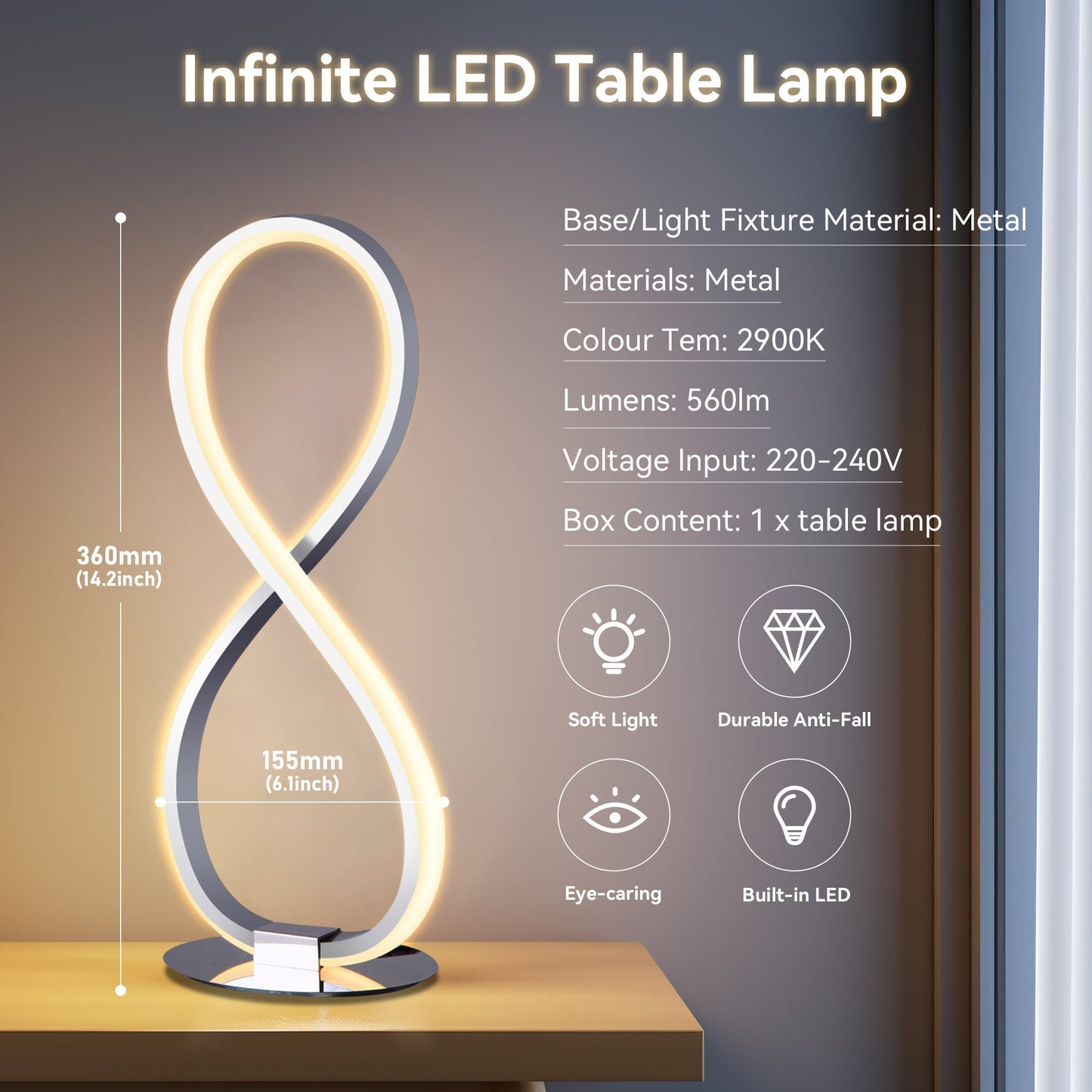 Infinite LED Table Lamp - Chrome