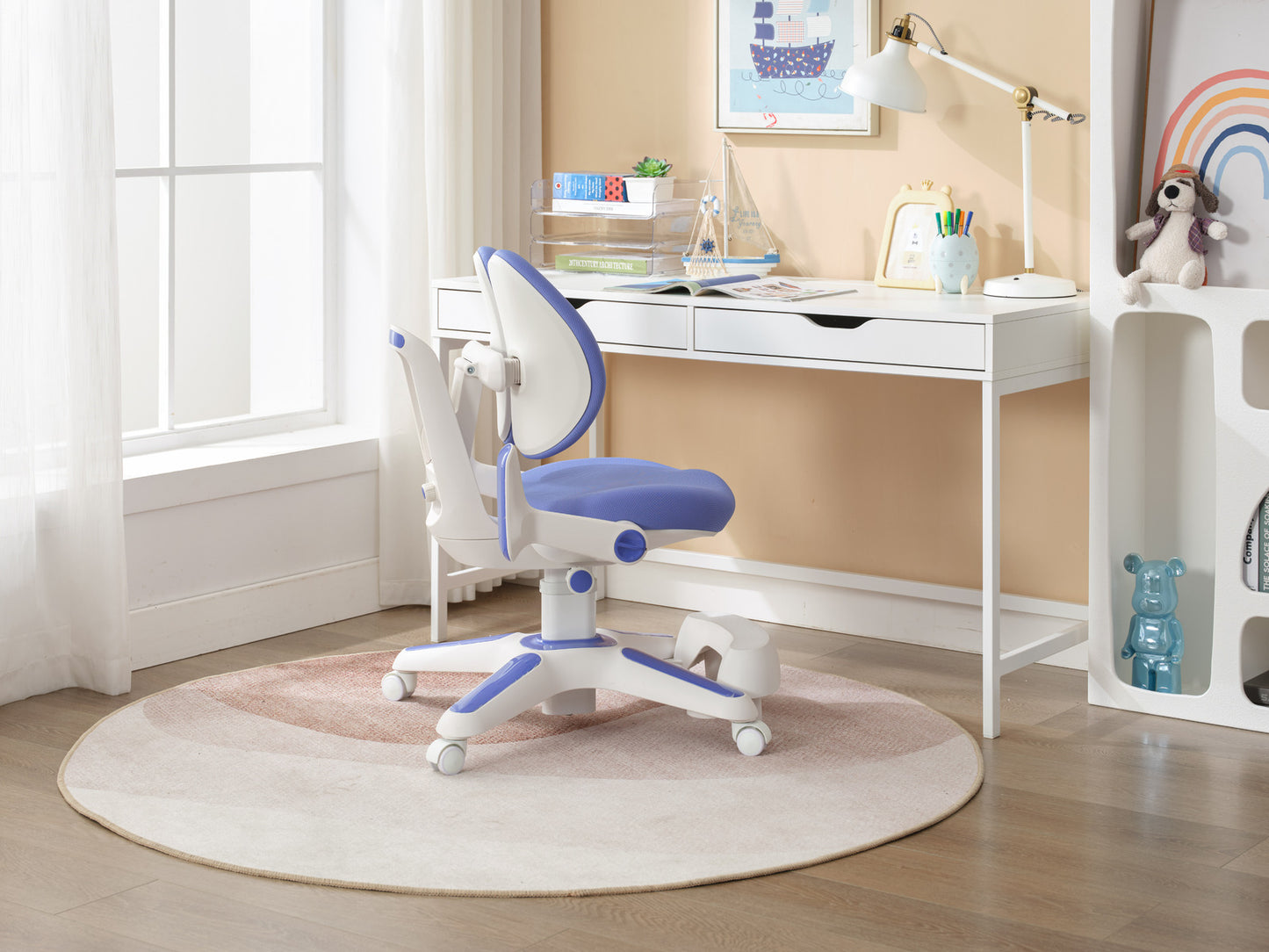 Ergonomic Children Kids Study Chair Set of 4 Height Adjustable - Blue