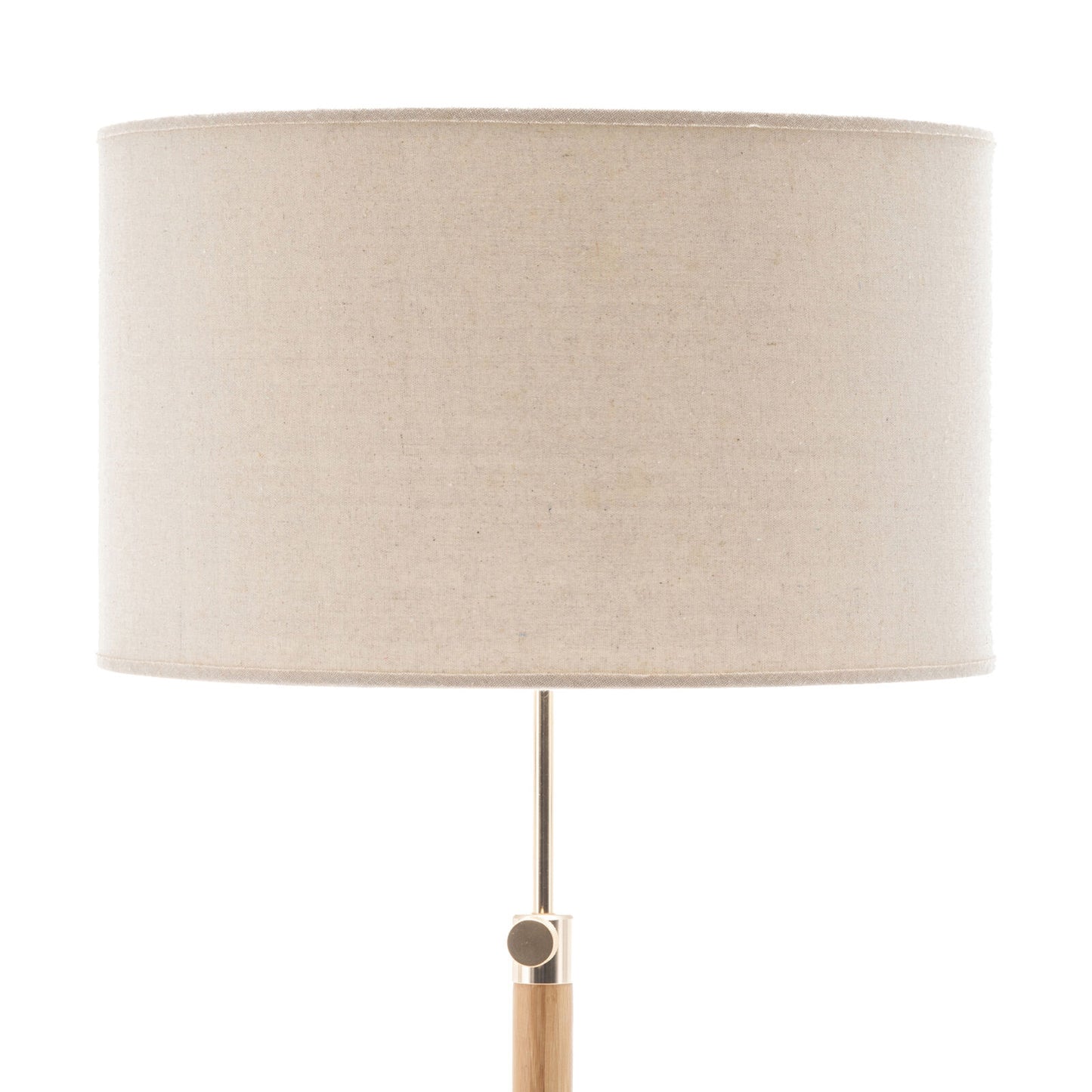 165cm Adjustable Bamboo Tripod Floor Lamp Light with Linen Shade & Built-In Table