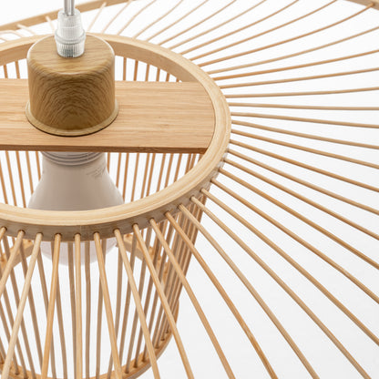 Elysian Breeze Natural Hand-Woven Bamboo Wide Brim Pendant Lamp