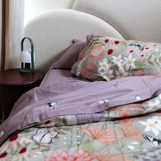 100% Cloud Cotton Duvet Quilt Cover Set w/ 2 Pillow Cases in Serena - Double