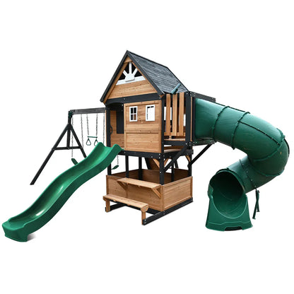 Lifespan Kids Claremont Swing Set & Play Centre with 2.2m Slide (Green)