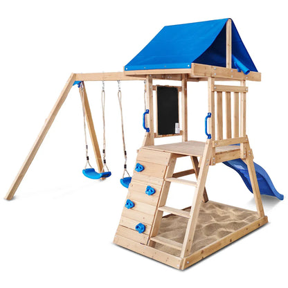 Lifespan Kids Hazelbrook Swing Set & Play Centre with 1.8m Slide (Blue)