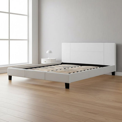 King PU Leather Bed Frame White