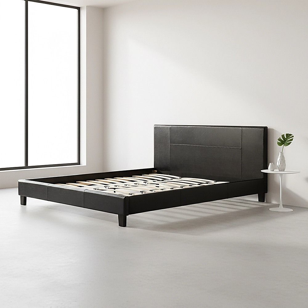 King PU Leather Bed Frame Black