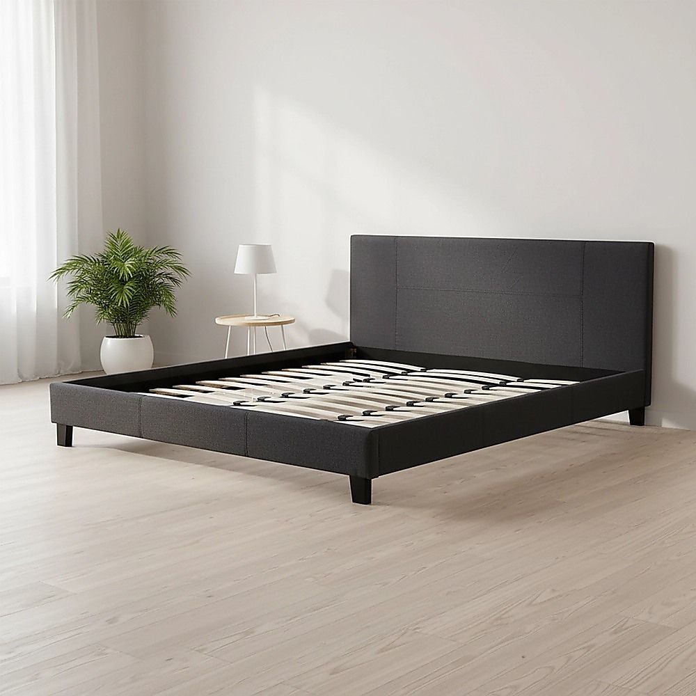King Linen Fabric Bed Frame Grey