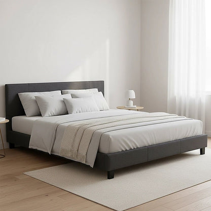 King Linen Fabric Bed Frame Grey