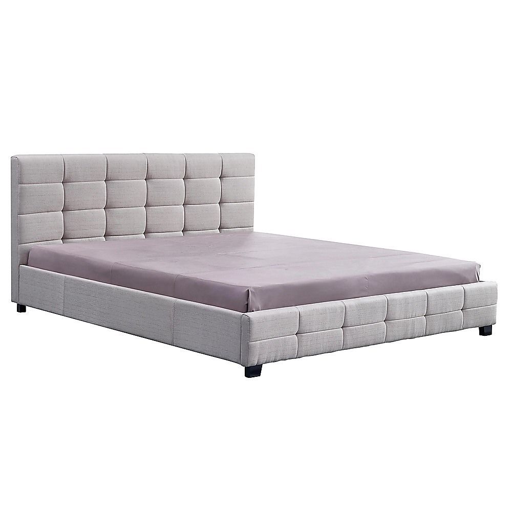 Linen Fabric King Deluxe Bed Frame Beige