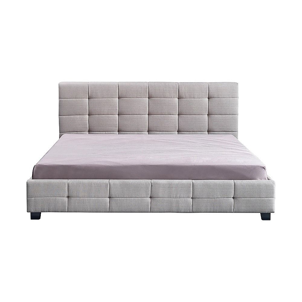 Linen Fabric King Deluxe Bed Frame Beige