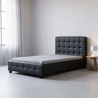 King Single PU Leather Deluxe Bed Frame Black