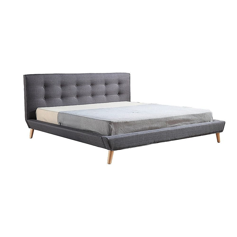 King Linen Fabric Deluxe Bed Frame Grey