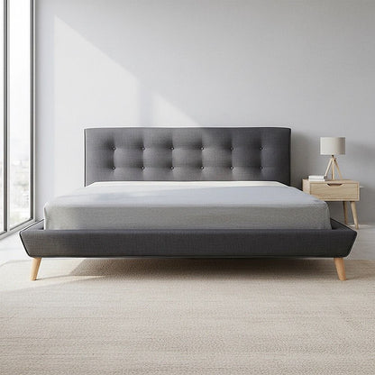 King Linen Fabric Deluxe Bed Frame Grey