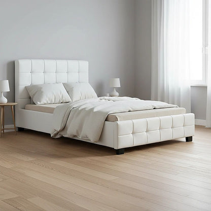 King Single PU Leather Deluxe Bed Frame White