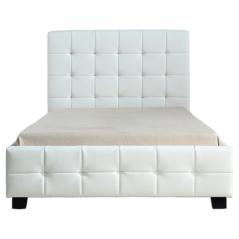 King Single PU Leather Deluxe Bed Frame White