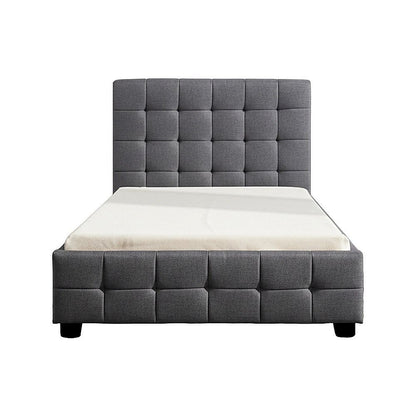 King Single Linen Fabric Deluxe Bed Frame Grey