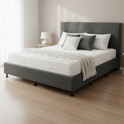 Palermo King Ensemble Bed Base Platinum Graphite Linen Fabric