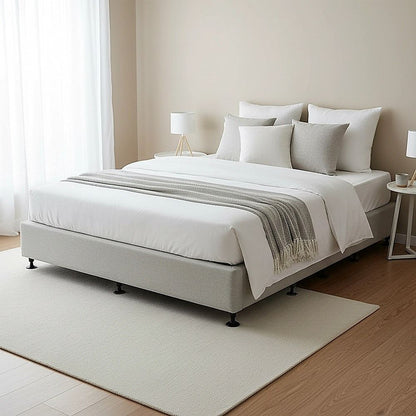 Palermo King Ensemble Bed Base Platinum Light Grey Linen Fabric