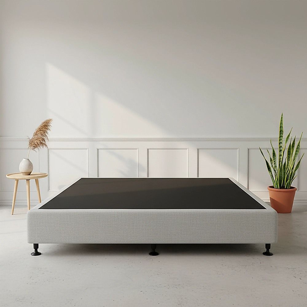 Palermo King Ensemble Bed Base Platinum Light Grey Linen Fabric