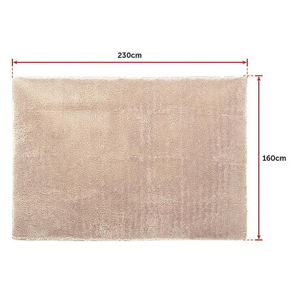 230x160cm Floor Rugs Large Shaggy Rug Area Carpet Bedroom Living Room Mat - Beige