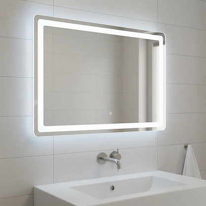 Rectangular Mirror LED Anti-Fog Illuminated Bathroom Living Room - 120x80cm
