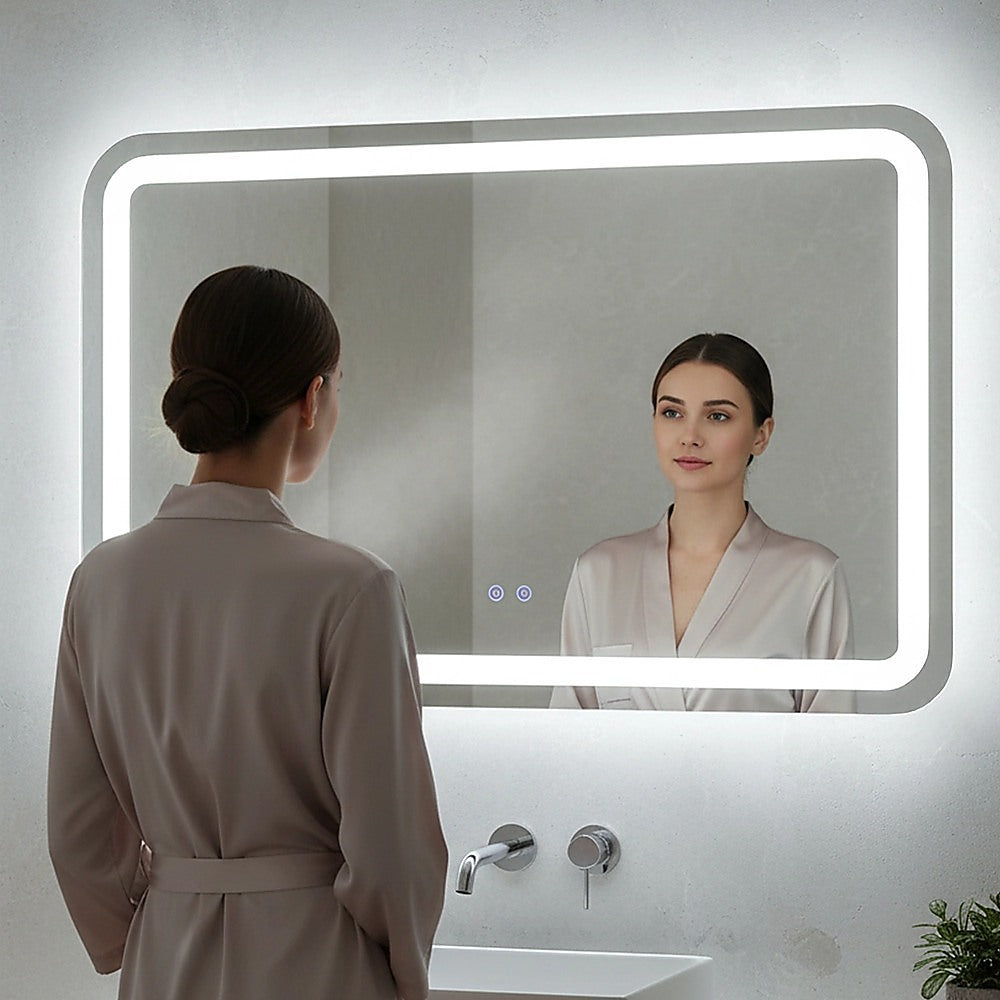 Rectangular Mirror LED Anti-Fog Illuminated Bathroom Living Room - 120x80cm