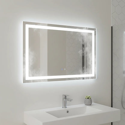 Rectangular Mirror LED Anti-Fog Illuminated Bathroom Living Room - 120x80cm