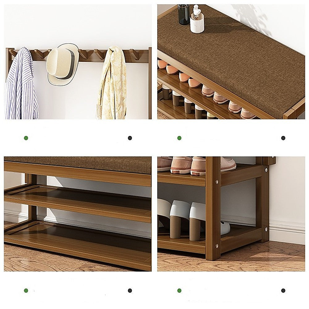 97x168cm Hallway Bench Coat Rack Stand Multifunctional Hall Shelf Entryway
