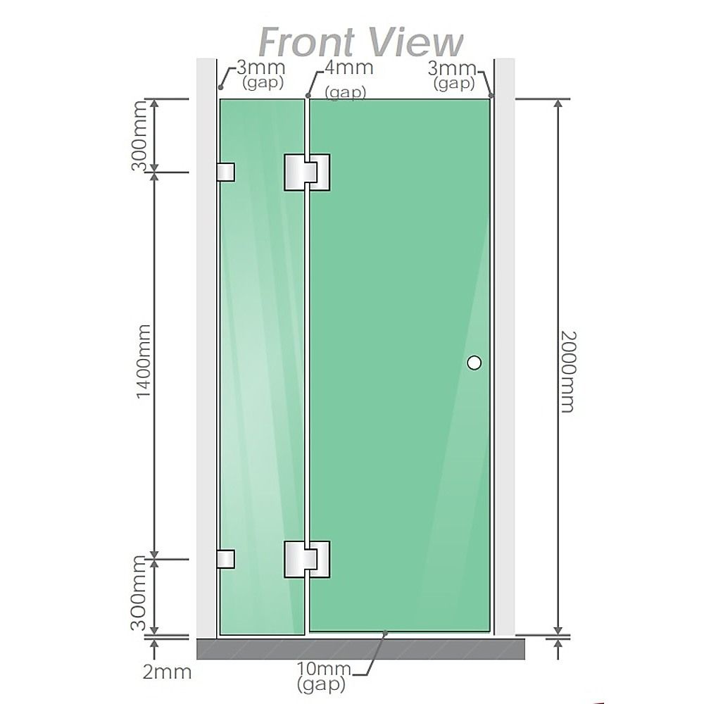 110x120cm Double Door Corner Shower Screen – Gold U-Brackets, Brass Hinges & Square Knob Handle
