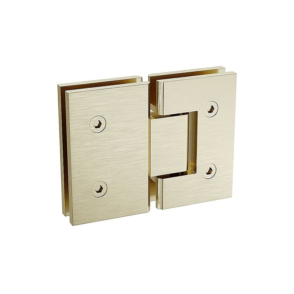 110x120cm Double Door Corner Shower Screen – Gold U-Brackets, Brass Hinges & Square Knob Handle
