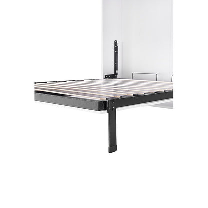 Double Wall Bed in White Gloss – Space Saving Murphy Bed Kit with Silver Door Handle