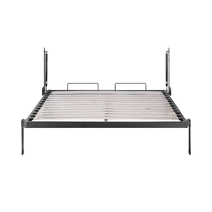 Double Wall Bed in White Gloss – Space Saving Murphy Bed Kit with Gold Door Handle