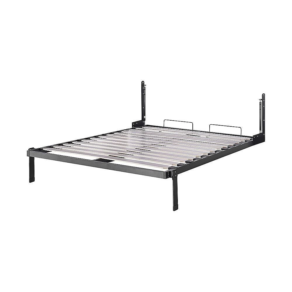 Double Wall Bed in White – Space Saving Murphy Bed Kit with Silver Door Handle