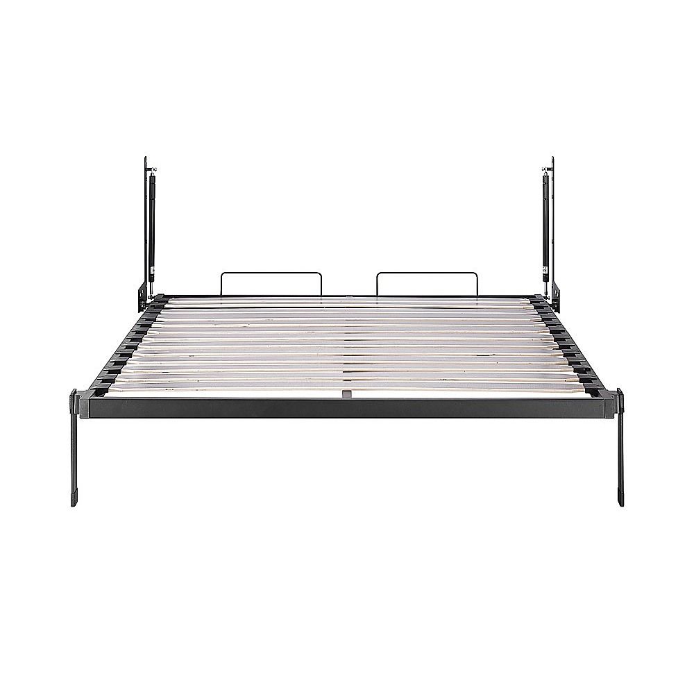 Double Wall Bed in White – Space Saving Murphy Bed Kit with Silver Door Handle