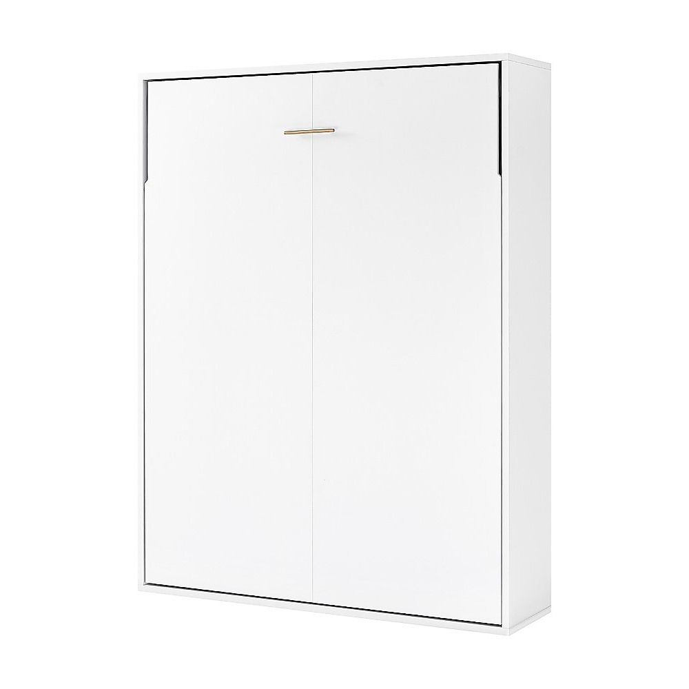 Double Wall Bed in White – Space Saving Murphy Bed Kit with Black Door Handle