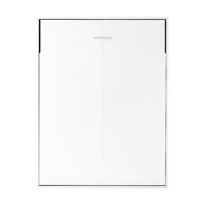 Double Wall Bed in White – Space Saving Murphy Bed Kit with Black Door Handle
