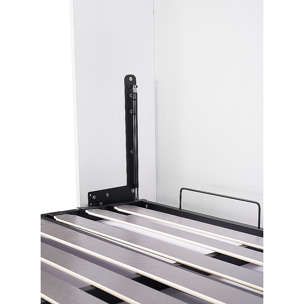Double Wall Bed in White – Space Saving Murphy Bed Kit with Black Door Handle