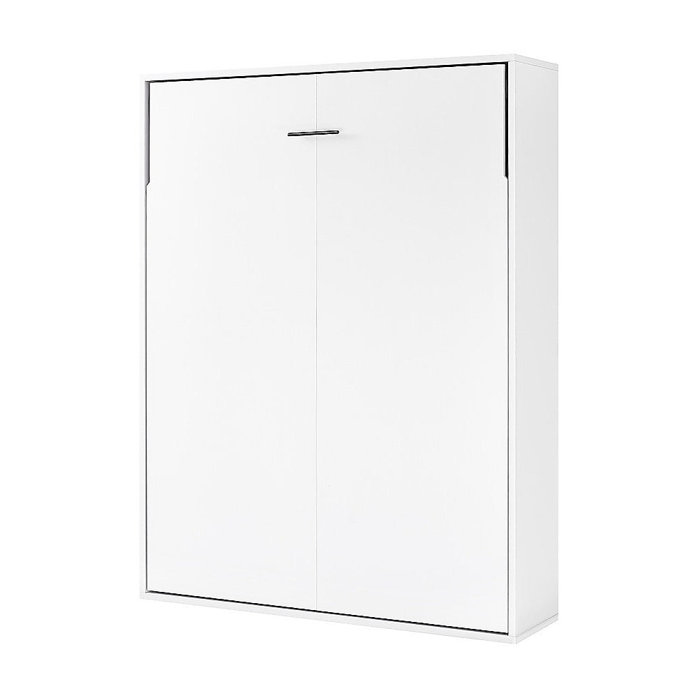 Double Wall Bed in White – Space Saving Murphy Bed Kit with Black Door Handle